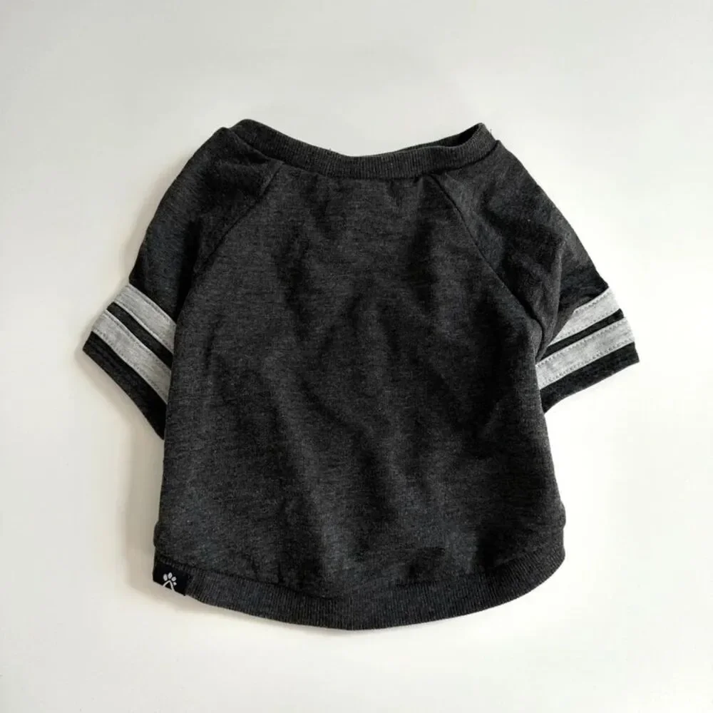 Zoo Supply Varsity Striped Short Sleeve Dog T-Shirt - Charcoal Grey
